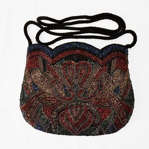 Small Art Deco Beaded Heart Clutch Purse